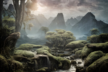 the sunshine and trees in the forest.
Generative AI