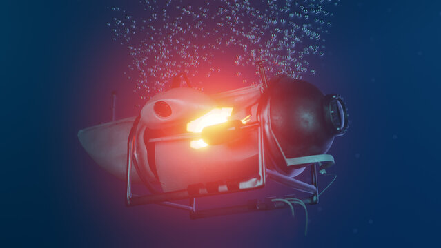 A 3D illustration of a Deep Sea Submersible Implosion