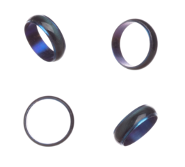 Fashion shinny stainless silver colorful Ring with beautiful work detail is value. Luxury stainless silver Ring is fashion trend and fly in air. White background isolated