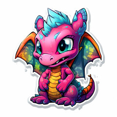 Fototapeta premium Cute Dragon. Generative AI. 