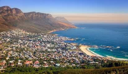 Fototapeta na wymiar Aerial view of Camps Bay in Cape Town, South Africa