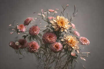 Yellow and pink flowers and plants.
Generative AI