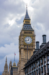 Fototapeta na wymiar Big Ben in London against a cloudy sky, United Kingdom.