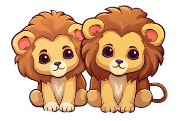 Obraz premium kawaii Lions sticker image, in the style of kawaii art, meme art isolated PNG