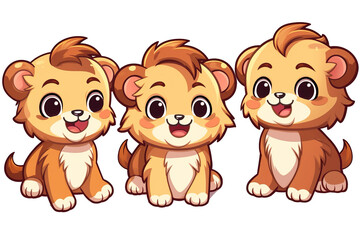 kawaii Lions sticker image, in the style of kawaii art, meme art isolated PNG