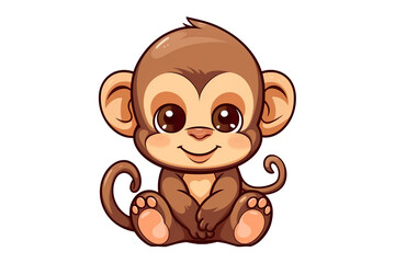 Fototapeta premium kawaii monkeys sticker image, in the style of kawaii art, meme art isolated PNG