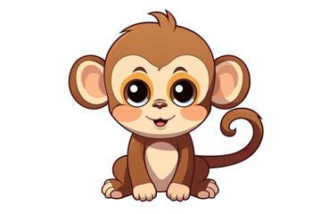 Obraz premium kawaii monkeys sticker image, in the style of kawaii art, meme art isolated PNG