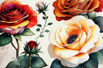 Abstract beautiful watercolor floral illustration