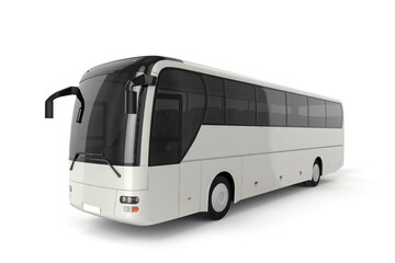 Fototapeta na wymiar Right side - Bus Mock Up on White Background, 3D Illustration