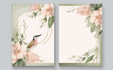 elegant wedding invitation card set  design for wall decor, poster, wedding card and wallpaper. generative ai.