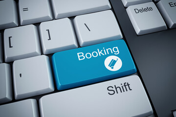 3D rendering of booking button on keyboard