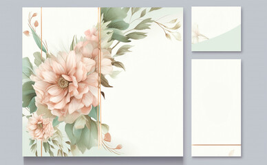 elegant wedding invitation card set  design for wall decor, poster, wedding card and wallpaper. generative ai.