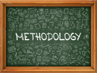 Methodology Concept. Line Style Illustration. Methodology Handwritten on Green Chalkboard with...