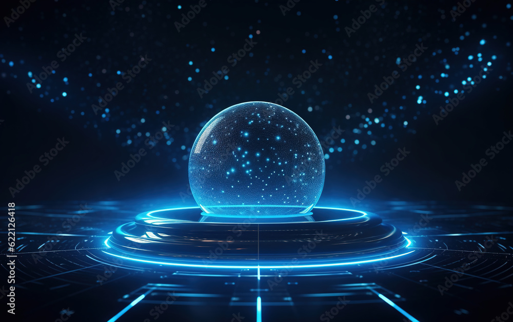Poster glowing technology circle background,created with generative ai tecnology.