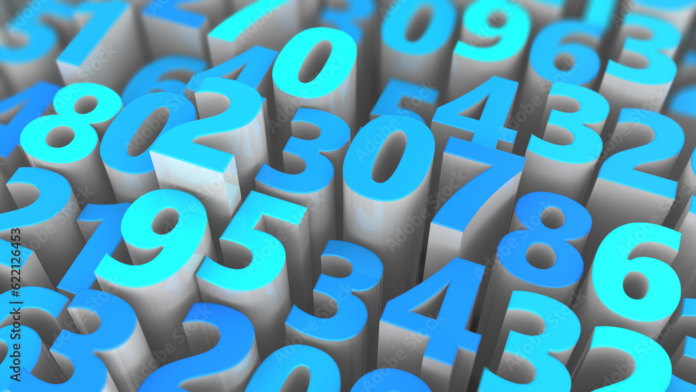 Poster 3d illustration of random numbers background