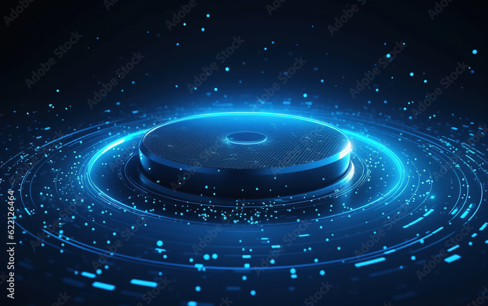 Poster glowing technology circle background,created with generative ai tecnology.
