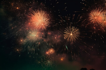 Fototapeta na wymiar Generative AI. fireworks background in the night sky