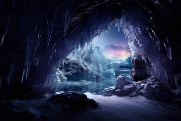 Fototapeta na wymiar Generative AI. background of an ice cave