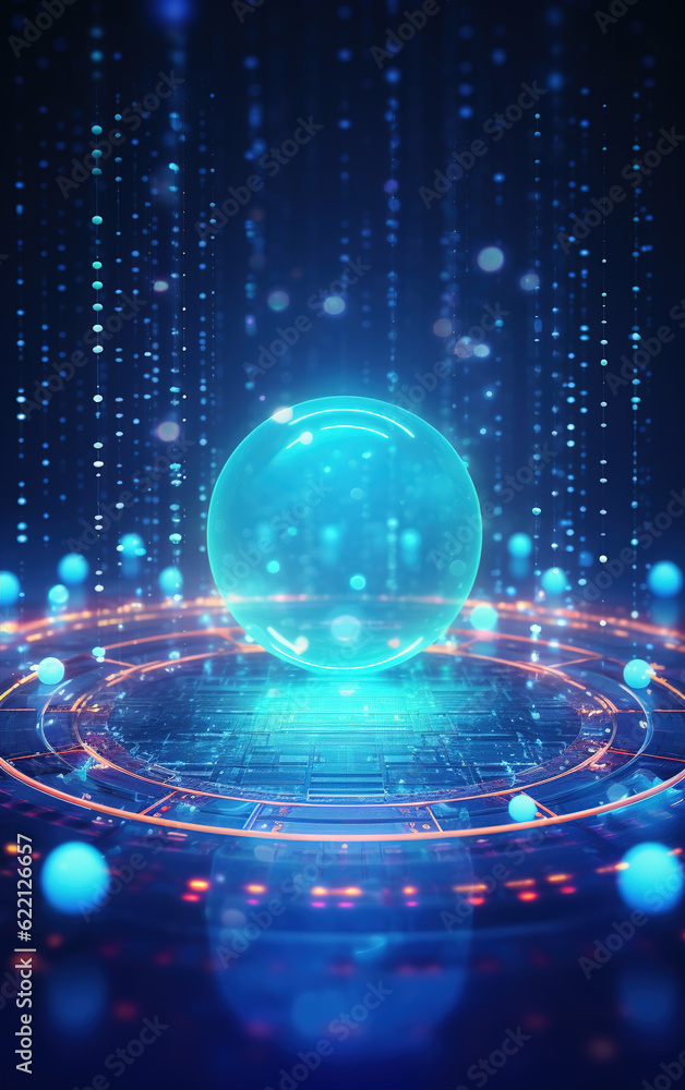 Poster glowing technology circle background,created with generative ai tecnology.