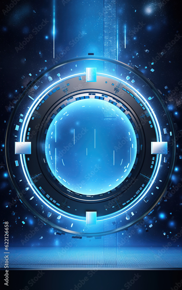Aufkleber glowing technology circle background,created with generative ai tecnology.