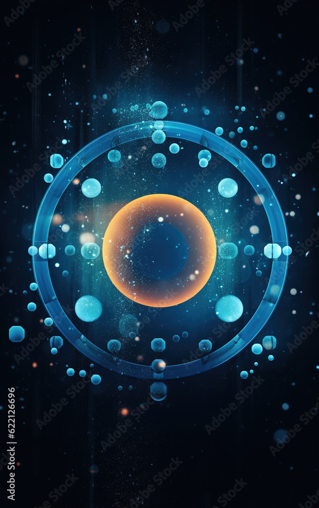 Sticker glowing technology circle background,created with generative ai tecnology.