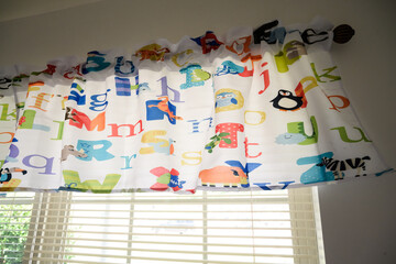 Children curtains with alphabet letters