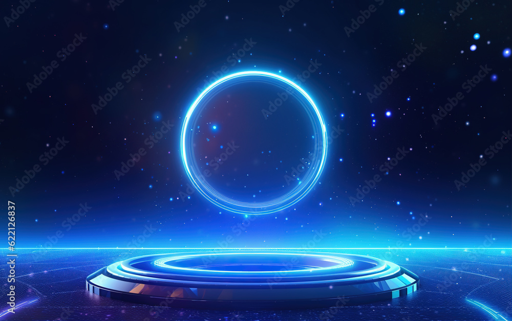 Aufkleber glowing technology circle background,created with generative ai tecnology.