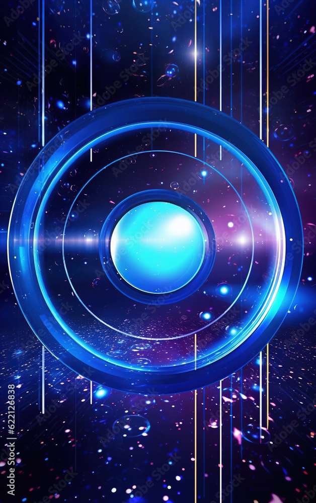 Poster glowing technology circle background,created with generative ai tecnology.