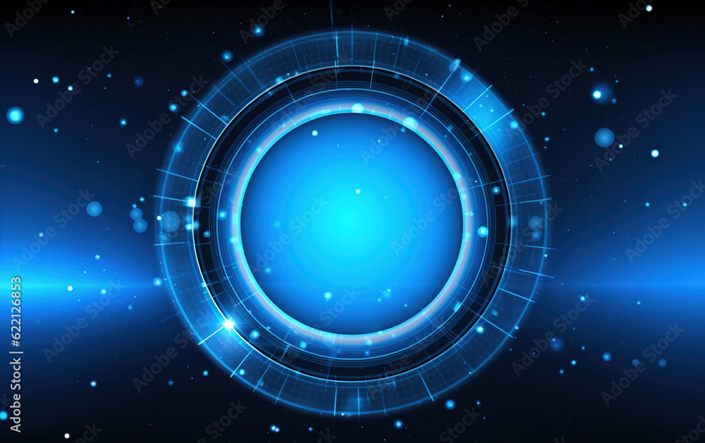 Poster glowing technology circle background,created with generative ai tecnology.