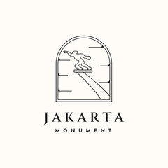 jakarta monument line art logo vector minimalist illustration design, dirgantara iconic monument logo design