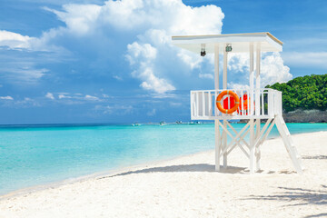 Pristine waters and white sand in Boracay, Philippines