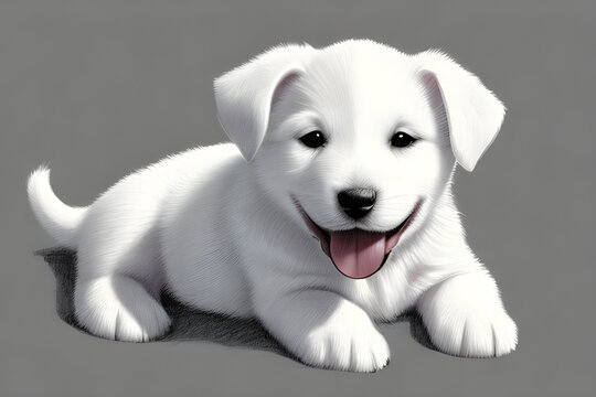 A white puppy dog. Generative AI