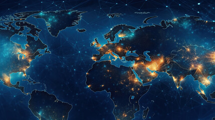 Glowing World map background,created with generative ai tecnology. - obrazy, fototapety, plakaty
