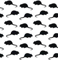 Vector seamless pattern of hand drawn nutria silhouette isolated on white background