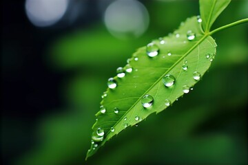 leaf with water drops. Generative AI