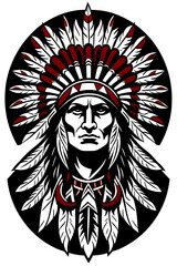 native American headdress tattoo vector