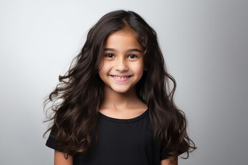 Obraz premium Happy smiling Indian preteen kid closeup shot white background