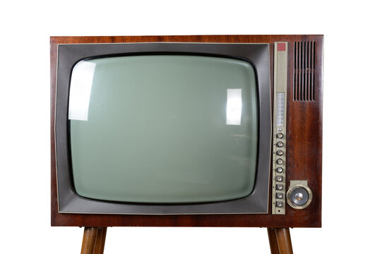 Old vintage TV over a white background with clipping-path