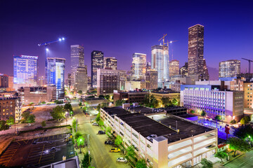 Fototapeta na wymiar Houston, Texas, USA downtown city skyline at twilight.