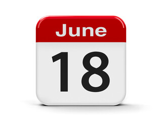 Calendar web button - The Eighteenth of June, three-dimensional rendering, 3D illustration