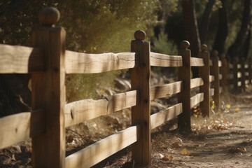 Naklejka premium Old Wooden Fence in the Countryside, Generative AI