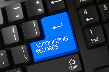 Button Accounting Records on Modern Keyboard. 3D Render.