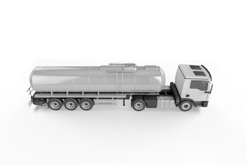 Big Tanker Truck isolated on white background. Mock up - 3D illustration