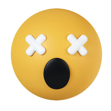 recommend clip art: 3d emoji. Dizzy emoticon. Cross eyes emoticon. icon isolated on gray background. 3d rendering illustration. Clipping path.