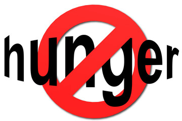 Stop hunger sign in red with white background, 3D rendering