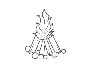 camping illustration icon, campfire line art design