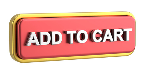 Add to cart button. 3D illustration.