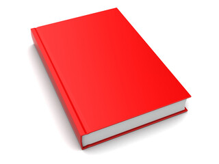 3d illustration of red book over white background