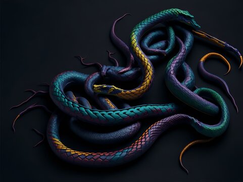 Snake animal abstract wallpaper. Contrast background Serpent in vivid colors. Ai Generated