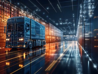 Fototapeta premium Logistik der Zukunft: Ein modernes Logistikzentrum im Zeitalter der Effizienz